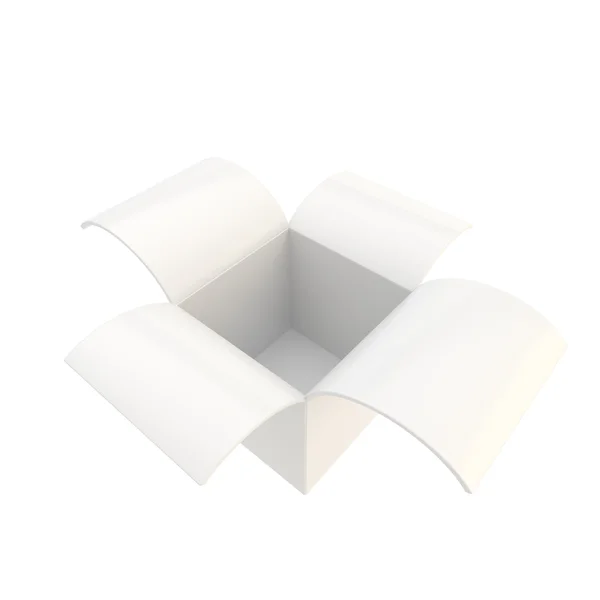 Parlak paket koli kutu üzerinde beyaz izole — Stok fotoğraf
