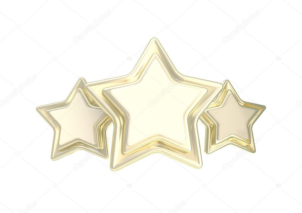 Three star golden quality emblem isolated