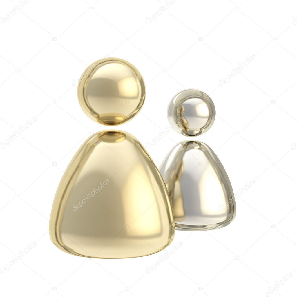 Symbolic golden and silver user icon figures