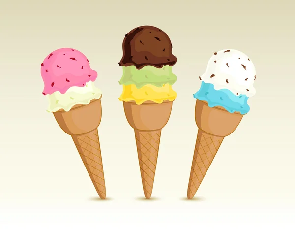冰淇淋圆锥集合 — 图库矢量图片