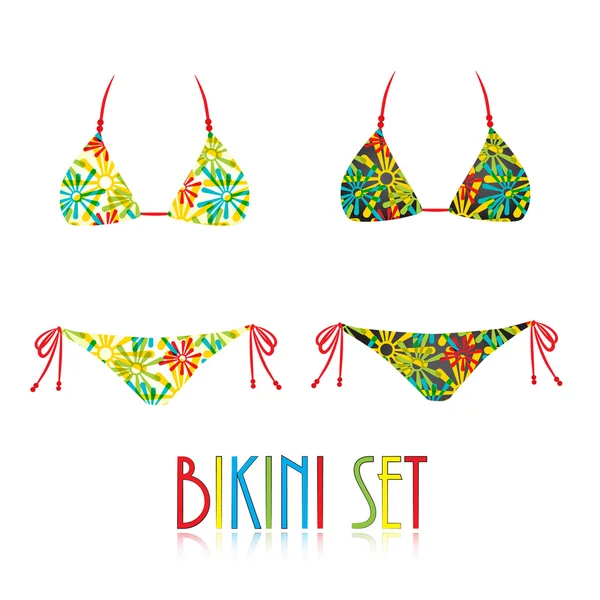 Gyűjtemény a nyári bikini, különböző színekben — Stock Vector