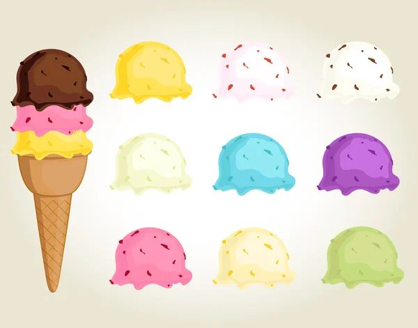 Collection of ice cream — Stock Vector