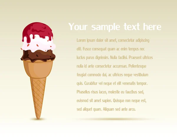 Crème glacée avec bannière texte topping — Image vectorielle