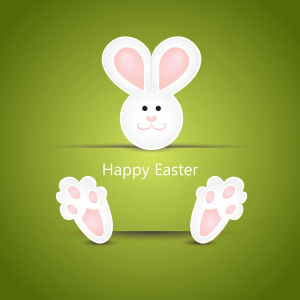 Tarjeta de deseo de conejo de Pascua blanco — Vector de stock
