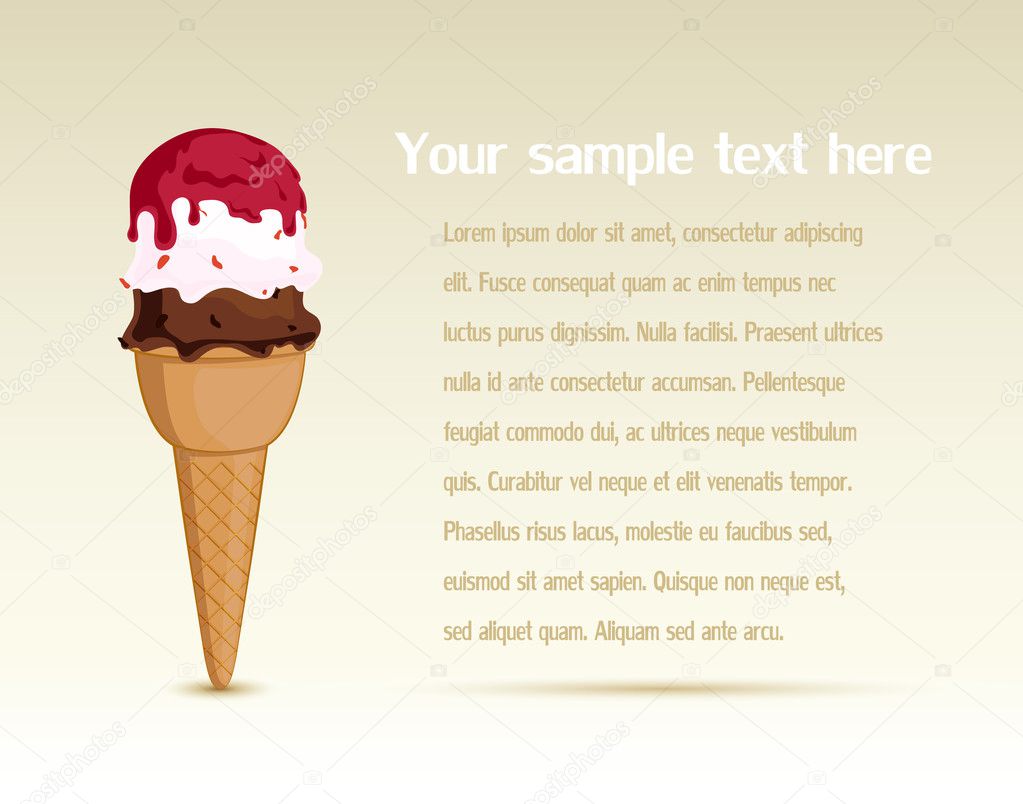 Ice cream with topping text banner