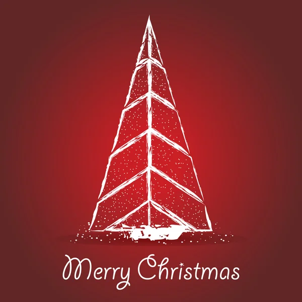 Abstrack Weihnachtsbaumkarte auf rotem Hintergrund — Stockvektor