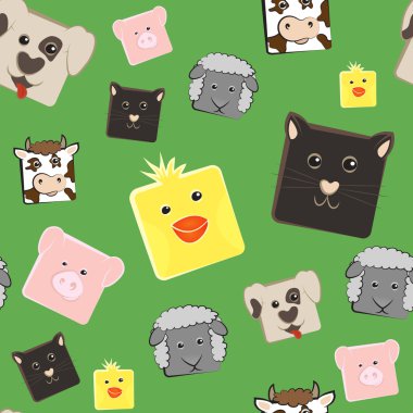 Seamless pattern with farm animals clipart