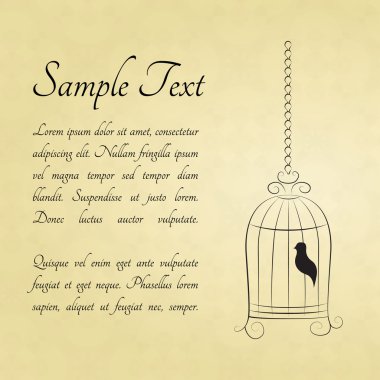Bird in cage card clipart