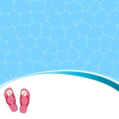 Abstract water background with a space for text and a pair of flip flops clipart