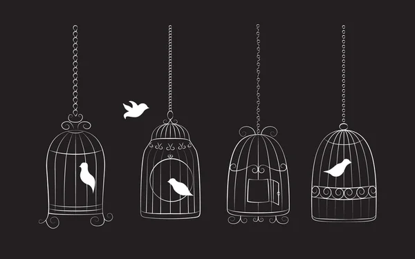 stock vector Birds in cages