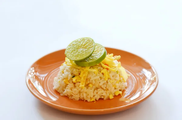 Fried rice on orange dish — Stock Photo, Image