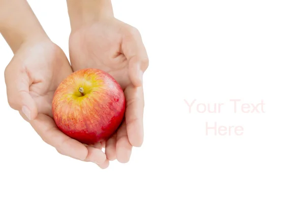 Manzana roja en la mano — Foto de Stock