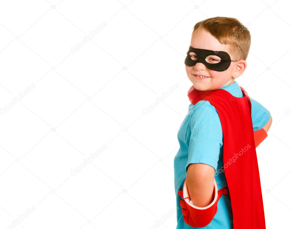 Child pretending to be a superhero