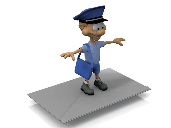 Postman standing on envelope — Stock Photo, Image