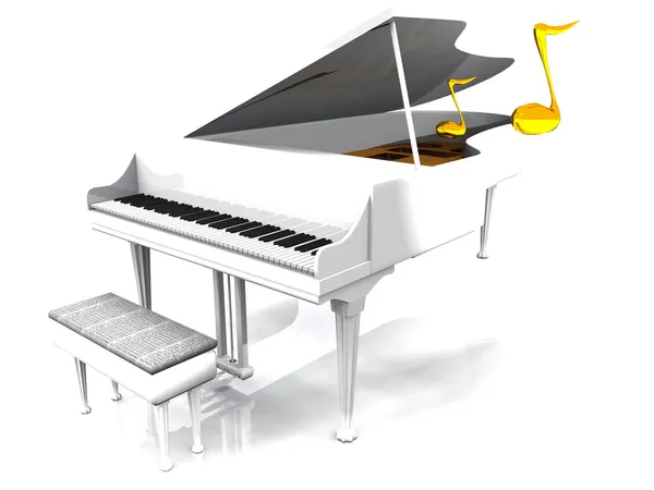 Biały fortepian — Zdjęcie stockowe