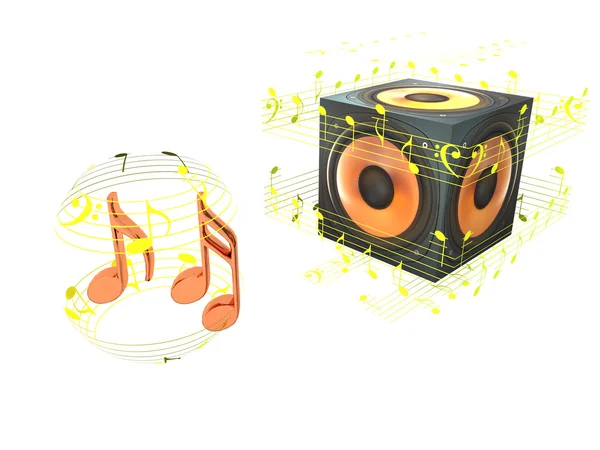 The speaker and music notes — Stock Photo, Image