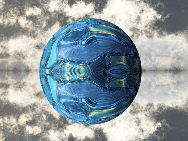 Modrá kovová koule — Stock fotografie