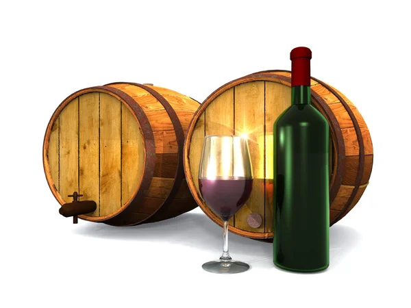 Вино і бочки — стокове фото