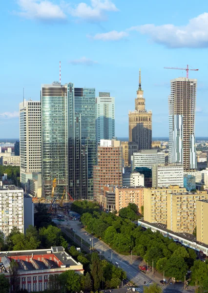 Varsóvia vista aérea no final da tarde — Fotografia de Stock