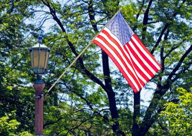 American flag wawing in the wind clipart