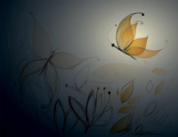 Медовая бабочка в ночном небе — стоковый вектор