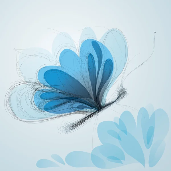 फूल की तरह ब्लू तितली — स्टॉक वेक्टर