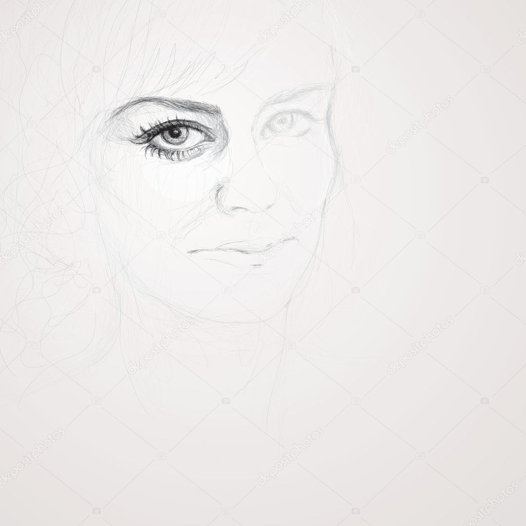 Realistic sketch of woman eye