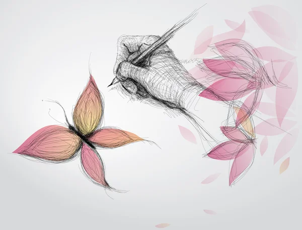 Papillon dessin à la main — Image vectorielle