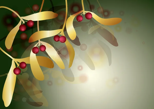 Mistletoe d'or à la baie de rubis — Image vectorielle