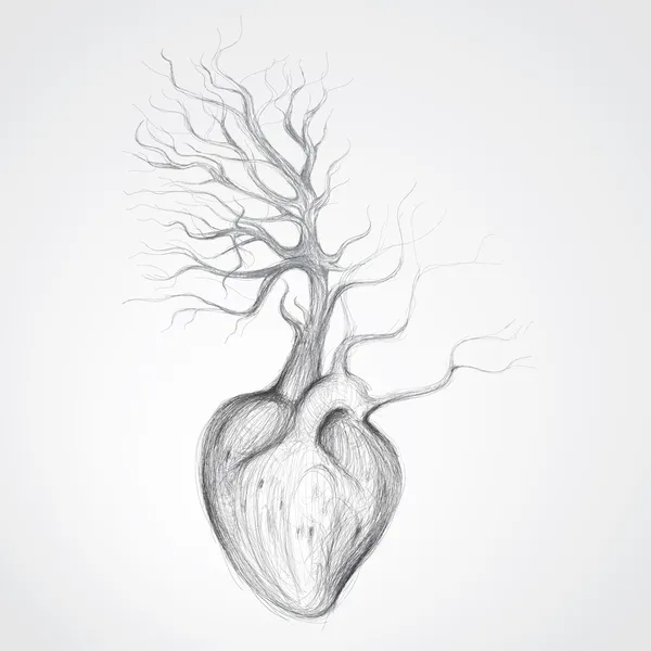 Árbol con raíces como corazón — Archivo Imágenes Vectoriales