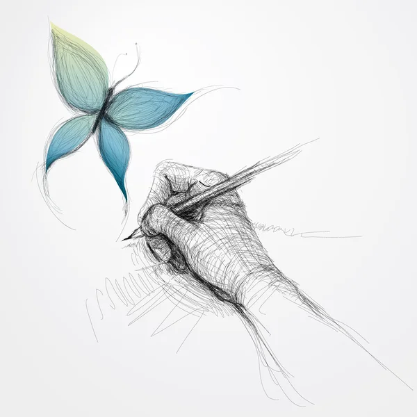 Papillon dessin à la main — Image vectorielle