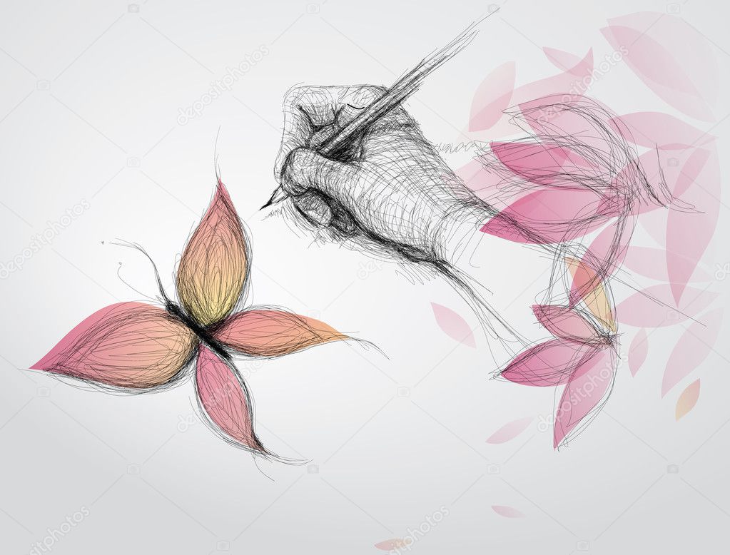 Hand drawing butterfly