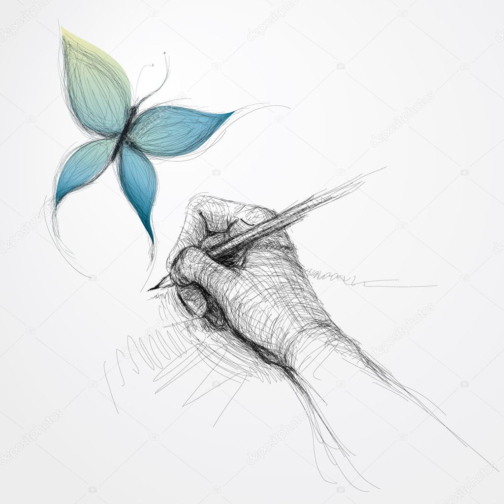 Hand drawing butterfly