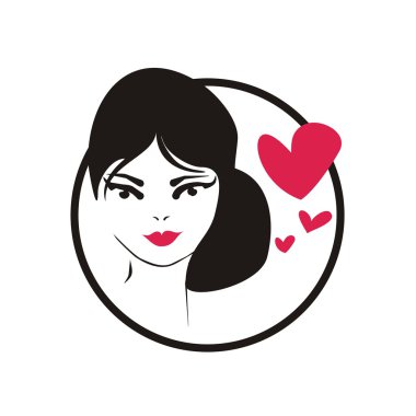 Beautiful woman thinking about love - vector glamour illustration clipart