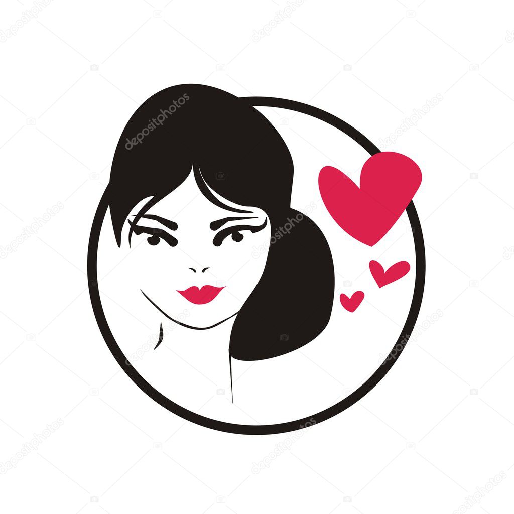 Beautiful woman thinking about love - vector glamour illustration