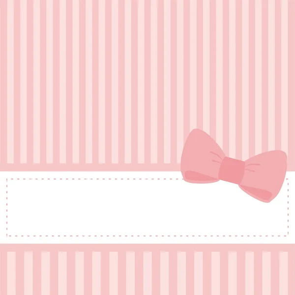 甜蜜的粉红色矢量婚礼卡或婴儿洗澡用弓的邀请 — 图库矢量图片