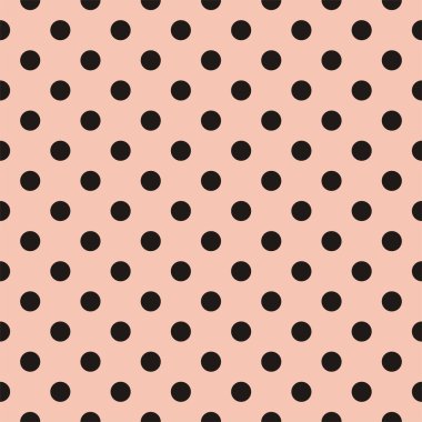 Black polka dots on baby pink background retro seamless vector pattern clipart