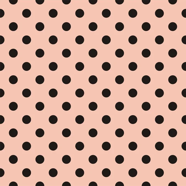 赤ちゃんピンクバック グラウンド レトロなシームレスなベクター パターンに黒の水玉 — ストックベクタ