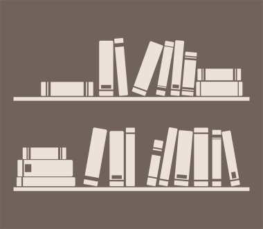 Books on the shelf interior design vintage vector illustration clipart