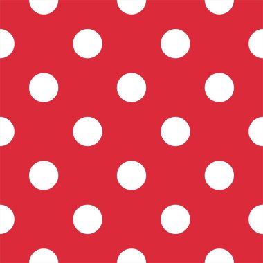 Big polka dots on red background retro seamless vector pattern clipart