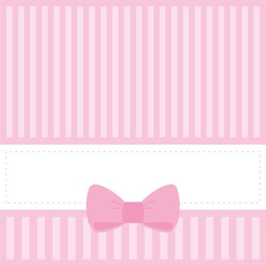 Vector card ori nvitation with sweet pink bow and place for text clipart