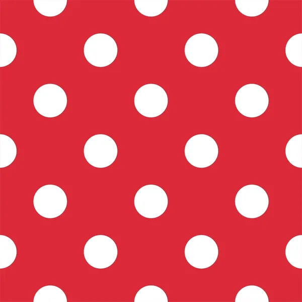 Big polka dots on red background retro seamless vector pattern — Stock Vector