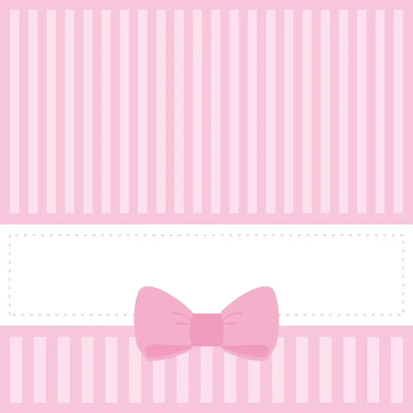 Vector card ori nvitation with sweet pink bow and place for text — Stock Vector