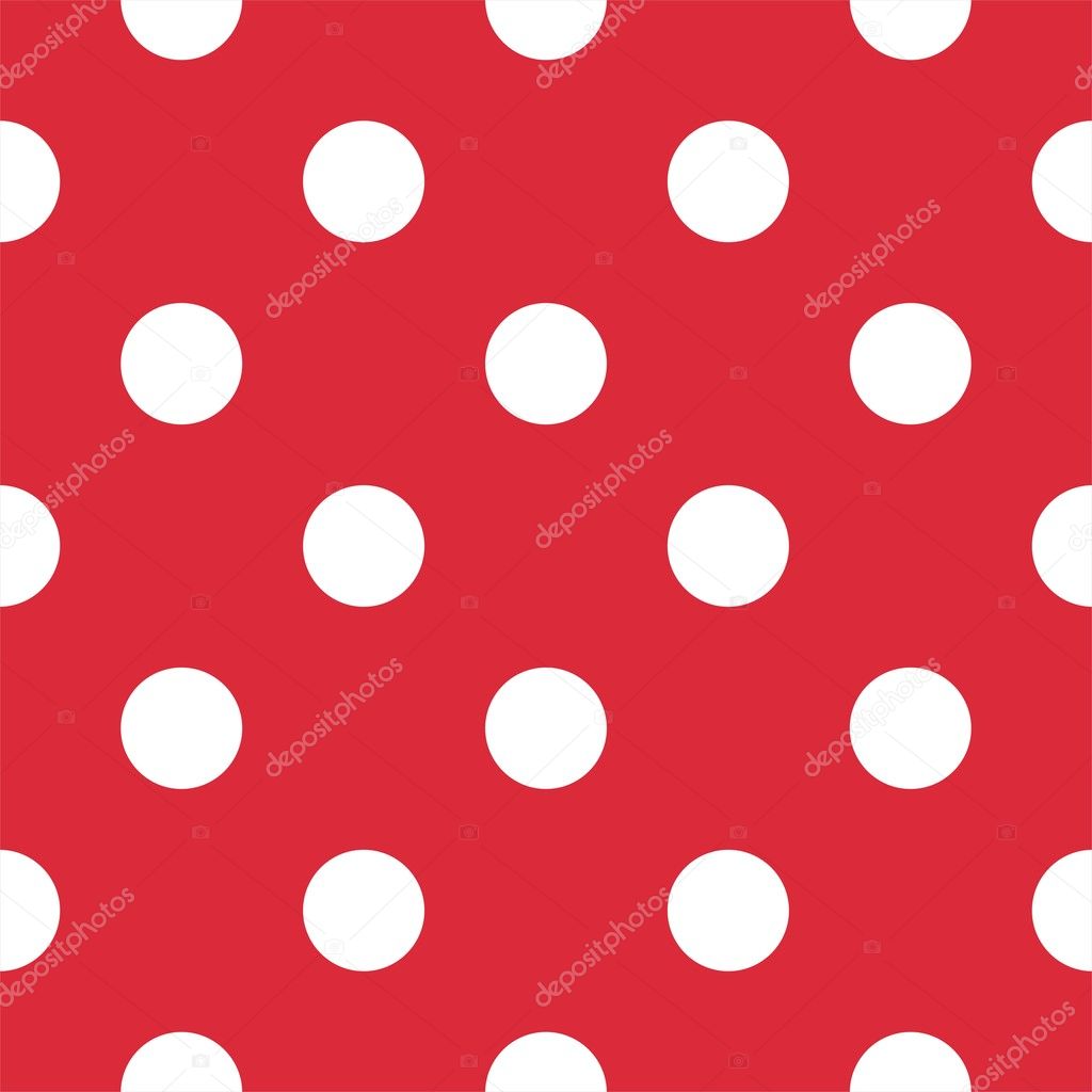Big polka dots on red background retro seamless vector pattern