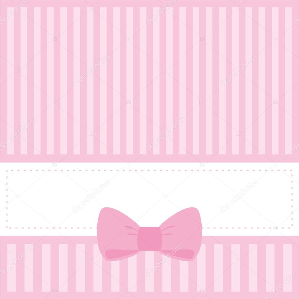 Vector card ori nvitation with sweet pink bow and place for text