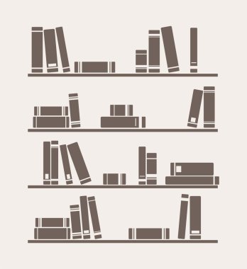 Vector simply retro illustration with books library on the shelves clipart