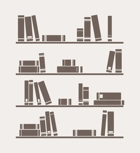 Vektor helt enkelt retro illustration med böcker biblioteket på hyllorna — Stock vektor