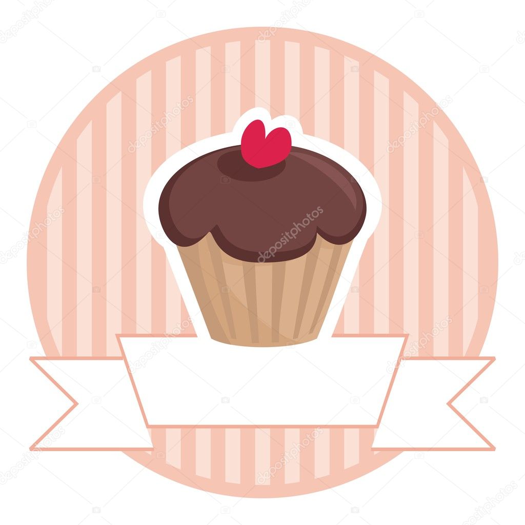 Muffin chocolate cake vector button or logo with place for text