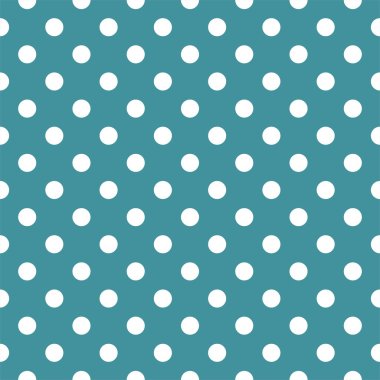 Vector seamless pattern with white polka dots on ocean blue background clipart