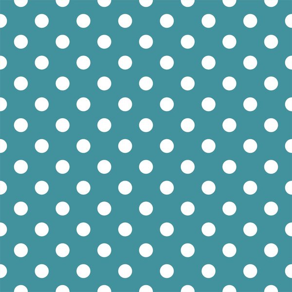 Векторный бесшовный рисунок с белыми точками польки на голубом фоне океана
